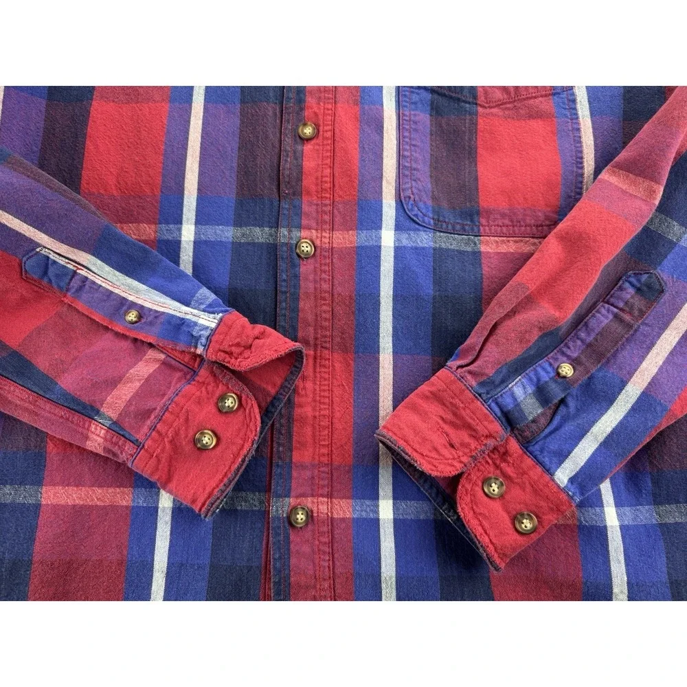 VTG 90s American‎ Eagle Men's Sz M Denim Button-Up Shirt Plaid Cotton Grunge Y2K